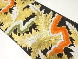 アンティーク　雲に草葉模様織出し袋帯（着用可）